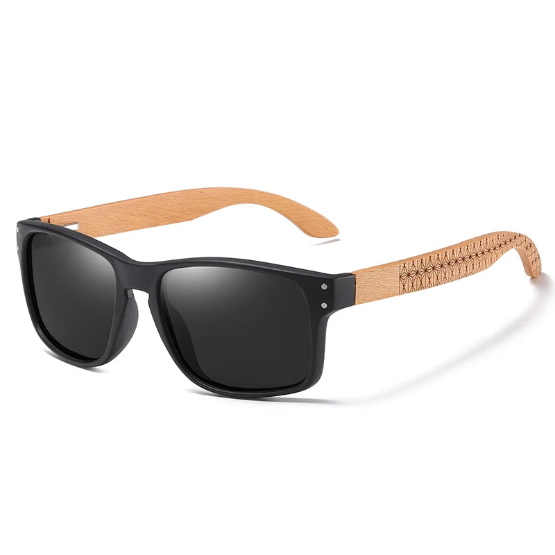 XSW-Lunettes de soleil polarisées faites à la main en bois de hêtre pour hommes, lunettes de soleil de conduite en plein air, charnière renforcée, design de marque, 5527