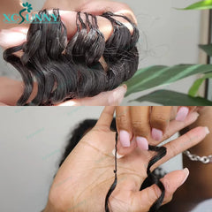 Crochet curly human hair extensions, knotless, pre-parted, feathery, human hair, water wave, invisible knot with string
