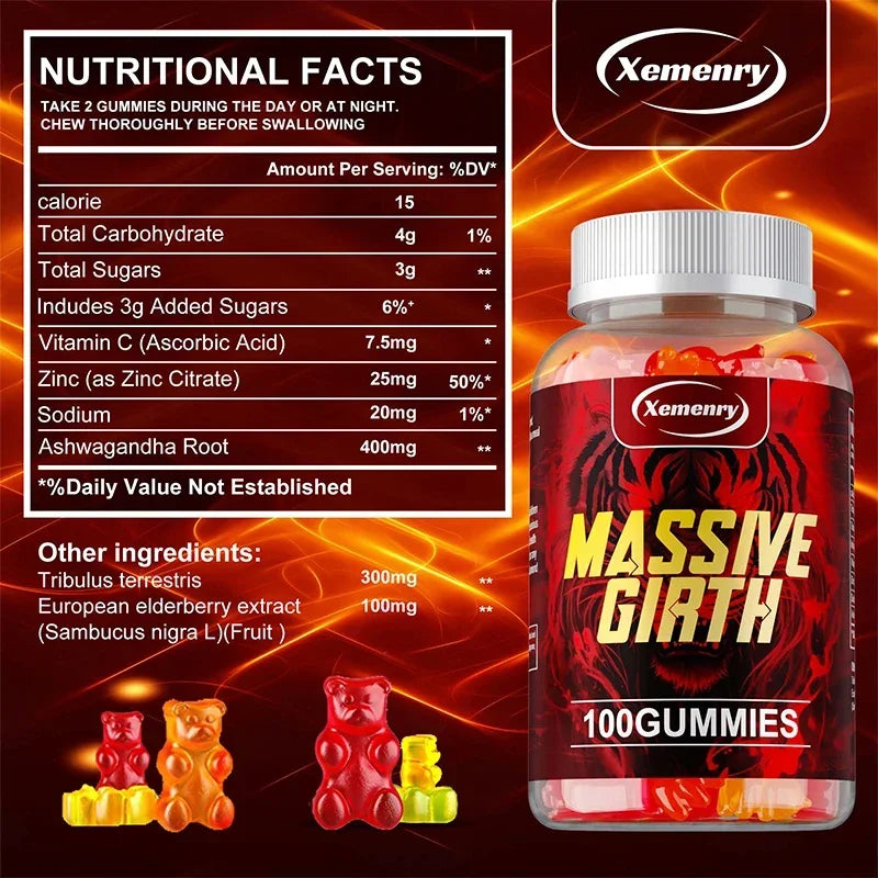Accélère le métabolisme corporel, la production énergétique, améliore les performances - Gummies à circonférence massive pour hommes