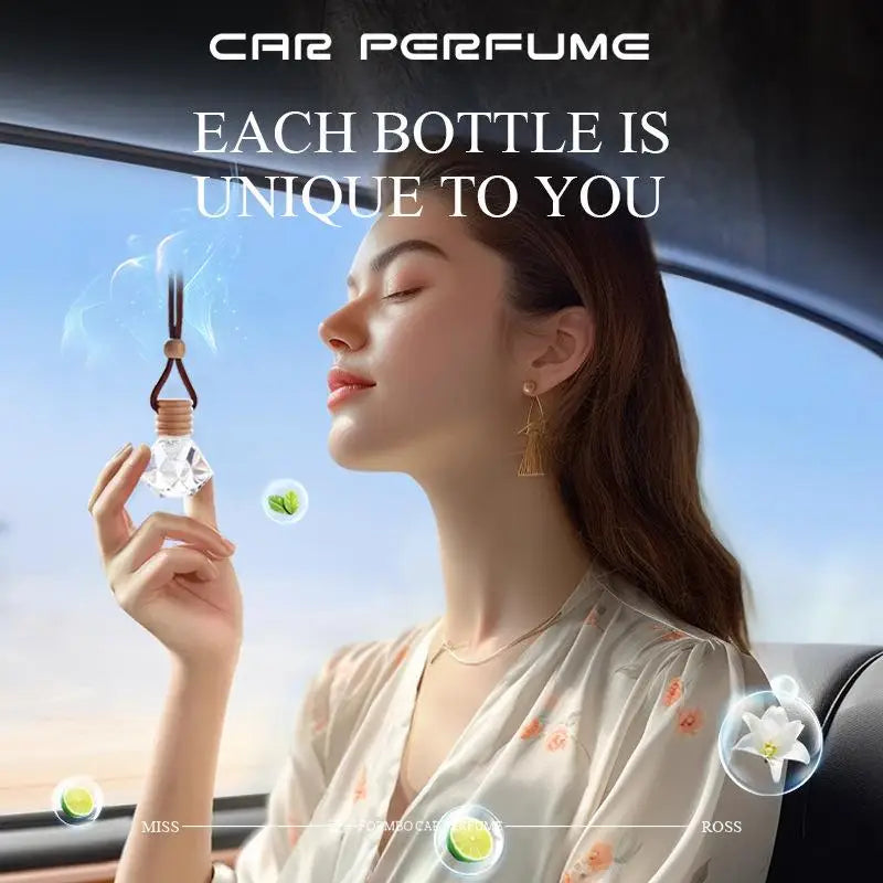 Diffuseur d'aromathérapie pour voiture, bouteille en verre suspendue, désodorisant automatique pour huiles essentielles, décor d'ornement de parfum de voiture naturel