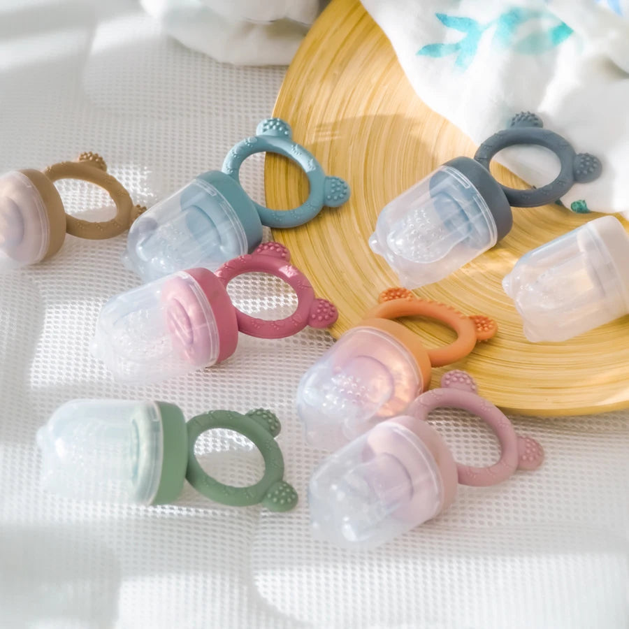 Sucette pour bébé mangeoire à fruits avec couvercle en Silicone, tétine pour nouveau-né, fruits frais, aliments, légumes, sucette d'alimentation, jouets de dentition pour bébé
