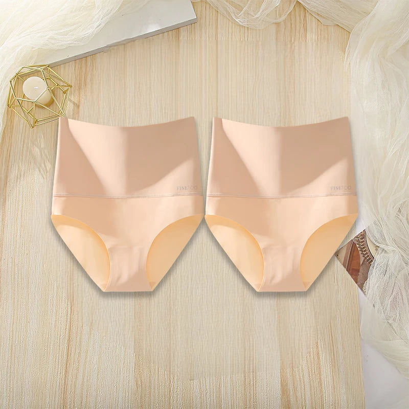2 pièces/ensemble culottes taille haute femmes corps sous-vêtements amincissants respirant slips confortables slips solides Lingerie respirante