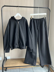 ETJ 2025 automne/hiver nouveau sport décontracté pour femmes surdimensionné sweat à capuche avec fermeture éclair jambe large vadrouille pantalons de survêtement ensemble 4174842