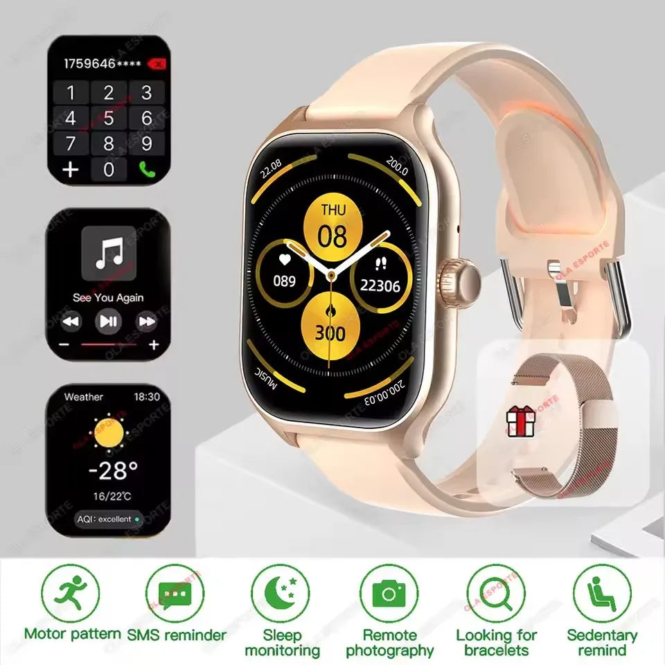 Nouvelle montre intelligente 2.01 pouces HD affichage réponse faire appel Message vue Modes de Sport bricolage cadran prévisions météorologiques pour hommes femmes