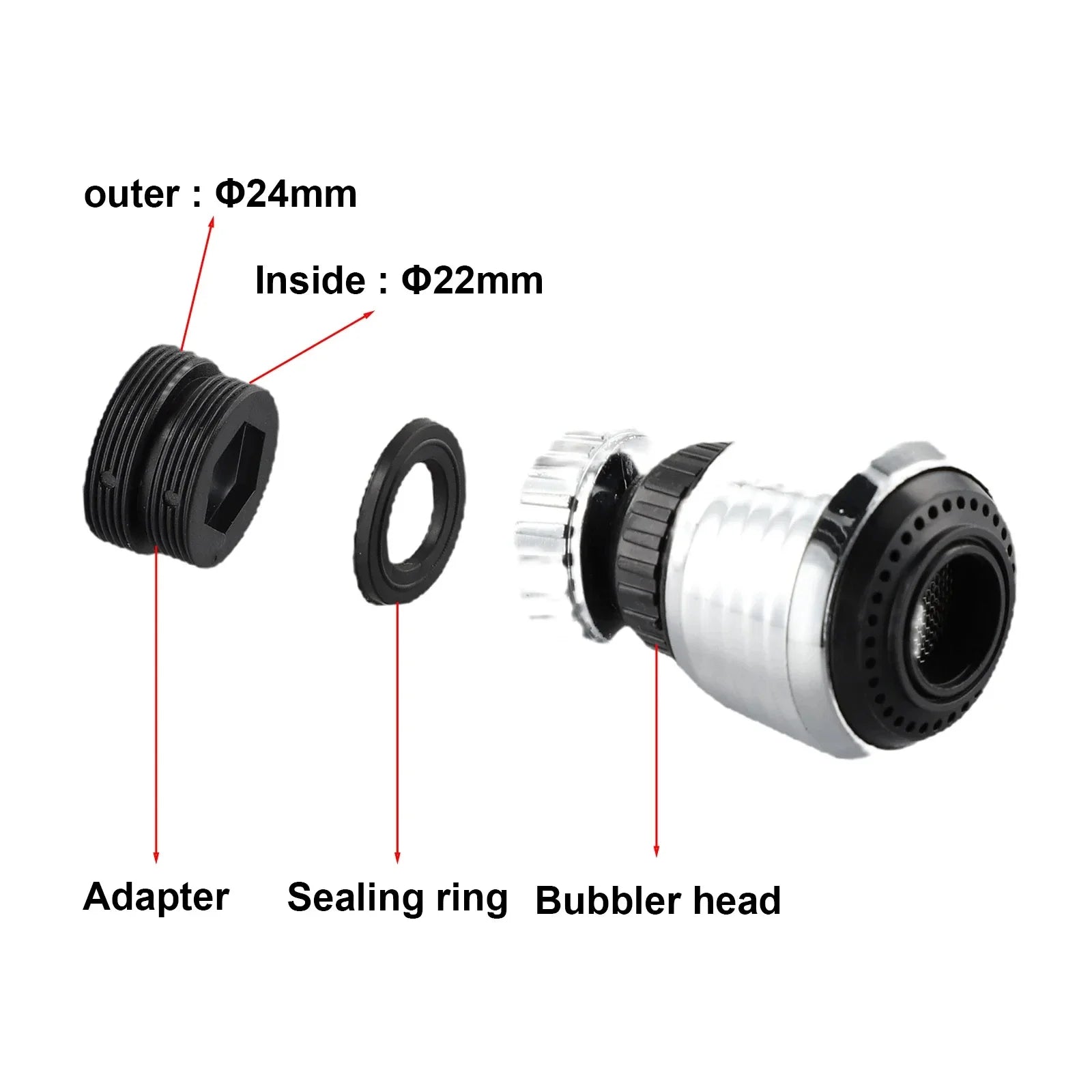Accessory for water heater, water gyrator, water diffuser, kitchen grill, rociador, adapter, pie