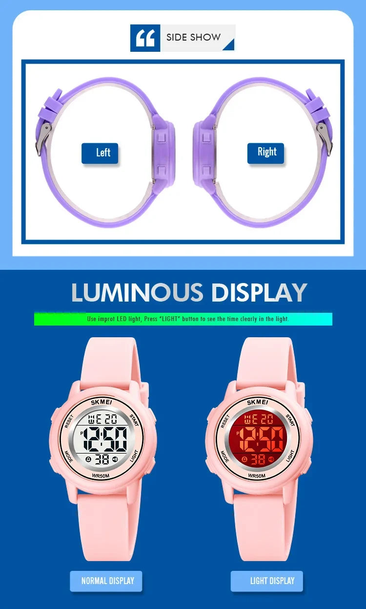 SKMEI 1721 étanche alarme enfant montres montre enfant garçons filles Sport enfants montre coloré Led enfants montres numériques