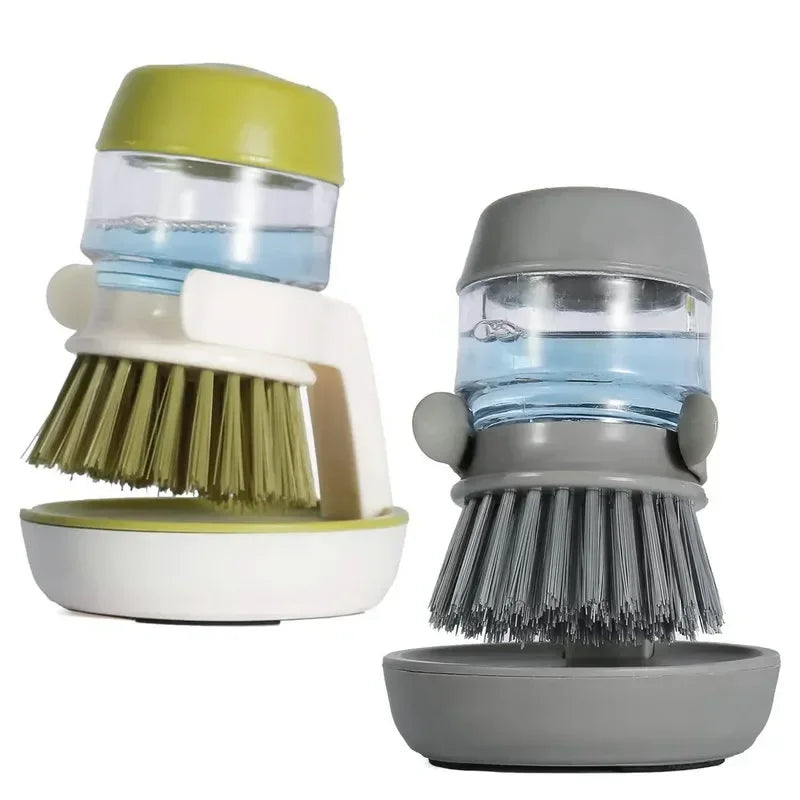 Brosse à vaisselle avec distributeur de savon, brosse à palme, lavage de la vaisselle, brosses à récurer de cuisine avec support, plateau d'égouttage