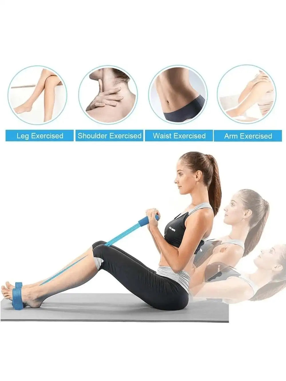 Ensemble de bandes de résistance pour salle de sport à domicile, équipement d'exercice abdominal, accessoires pour rameur, améliore la force et la flexibilité!