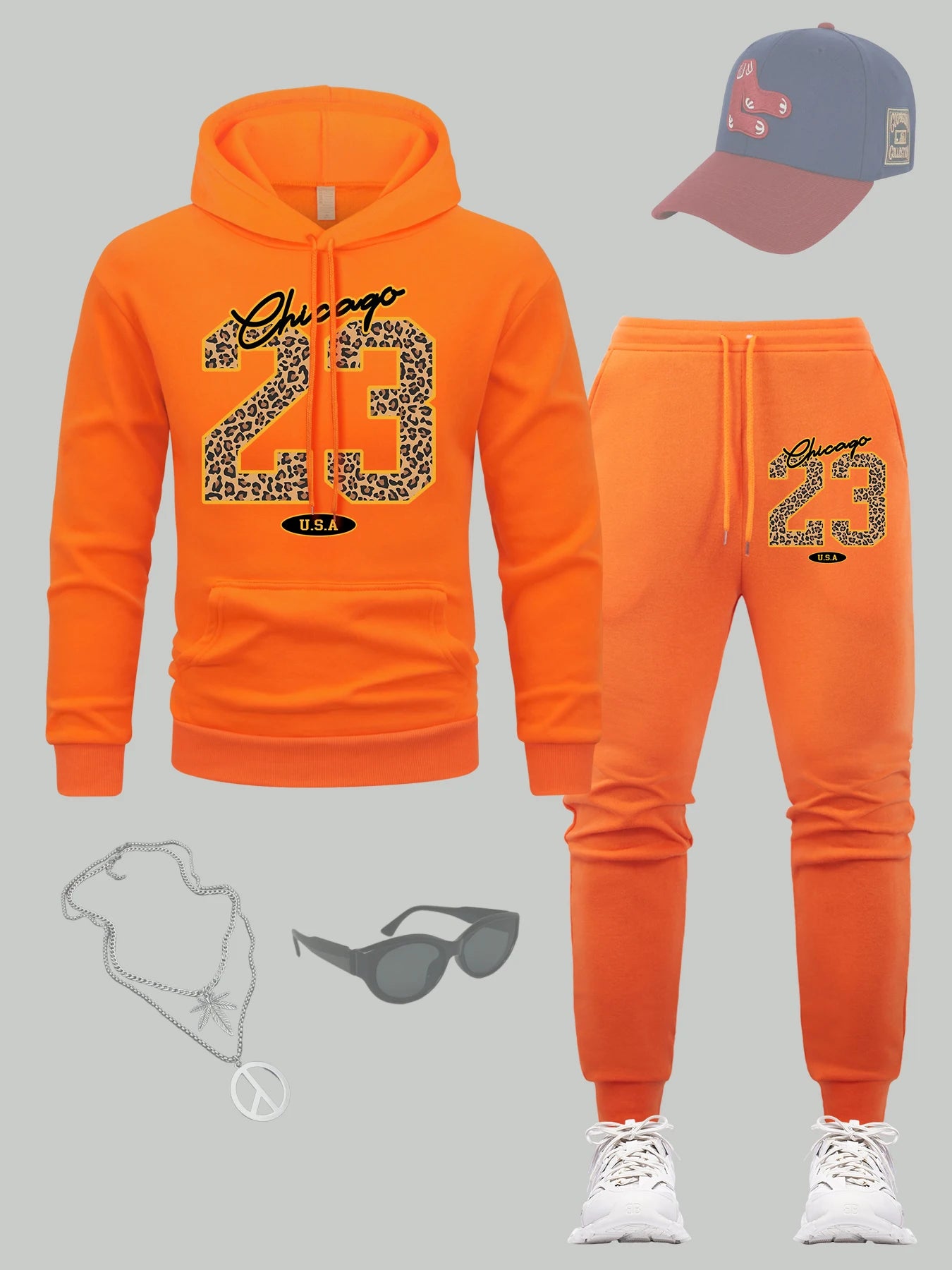 Chicago 23 Usa sweat à capuche imprimé ensemble hommes automne vêtements de sport décontractés ensembles polaire mode pull tout-Match Hip Hop mâle pantalons de survêtement