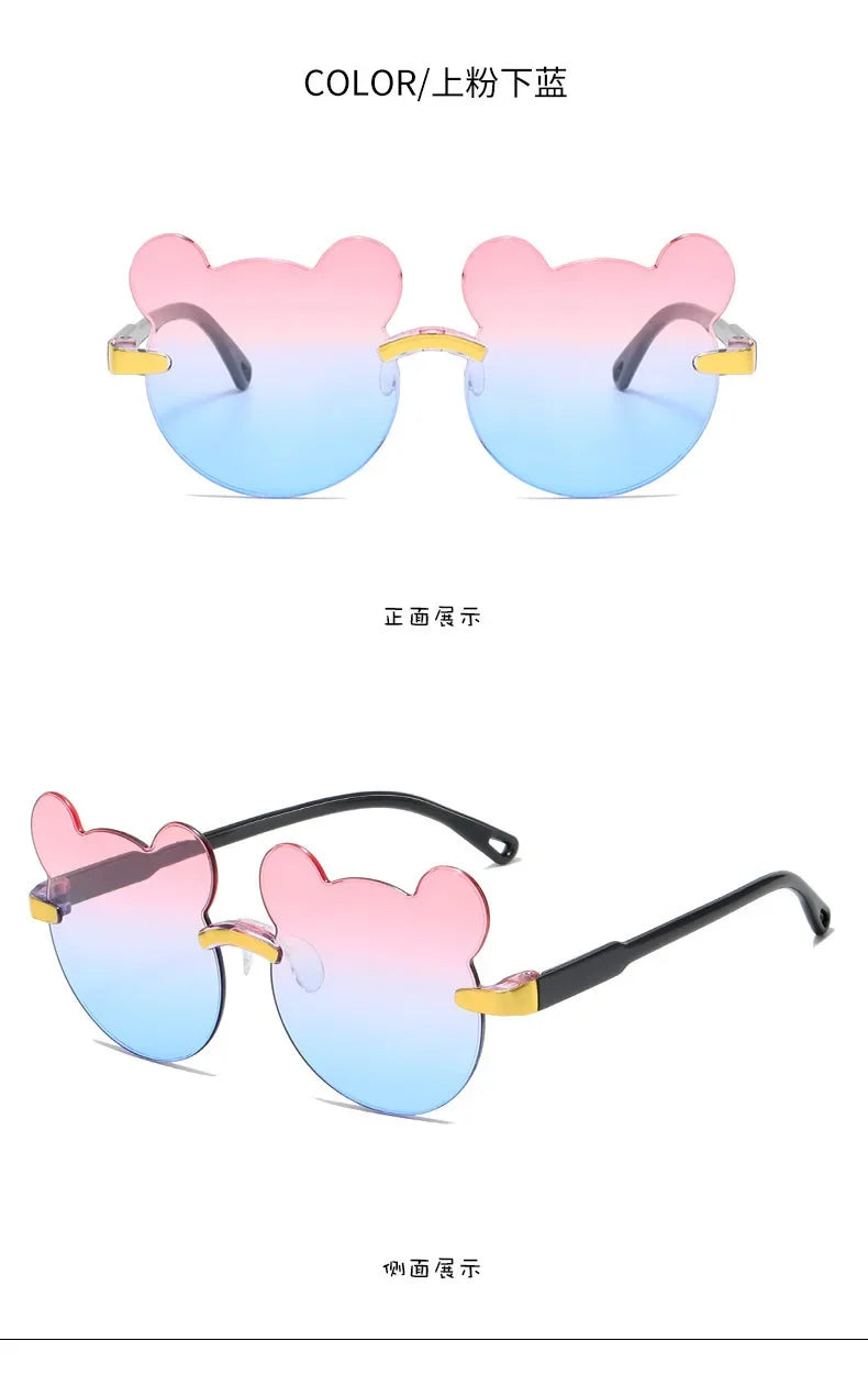 Lunettes de soleil pour enfants en forme d'ours lunettes pour enfants dessin animé sans monture UV400 lunettes pour enfants en plein air Anti-éblouissement filles garçons lunettes de soleil