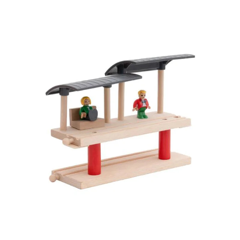 Jouets pour tout-petits, Train en bois, accessoires de voie ferrée, Barricade, scène de piste de plate-forme, jouets Puzzle pour garçons et filles