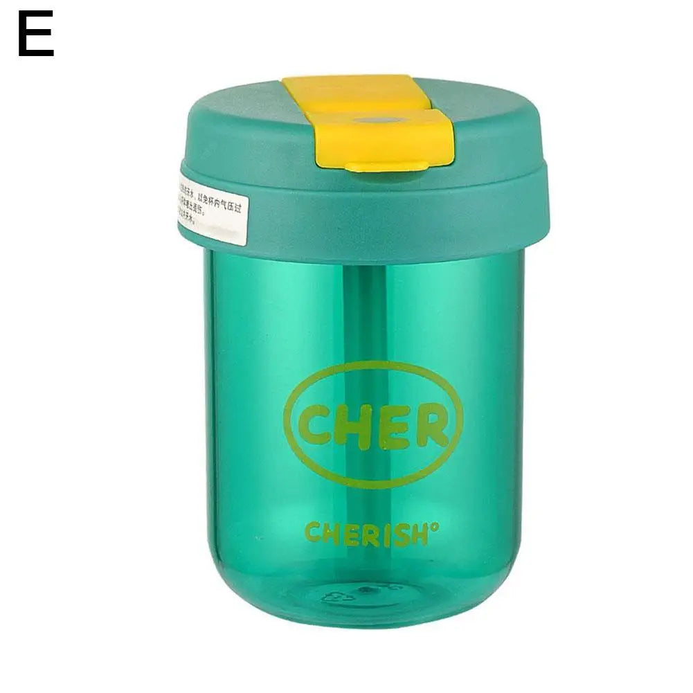 Mini Bouteille d'Eau avec Paille Anti-Chute pour Enfant Fille, 300ml, Mignon, Portable, pour dehors en Plein Air, Lait, Café, Frite, Thé