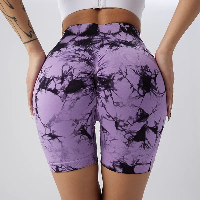Short de Yoga Tie-Dye pour femmes, short de sport à haute élasticité, Push Up, course à pied, entraînement, Fitness, Leggings de sport courts pour femmes