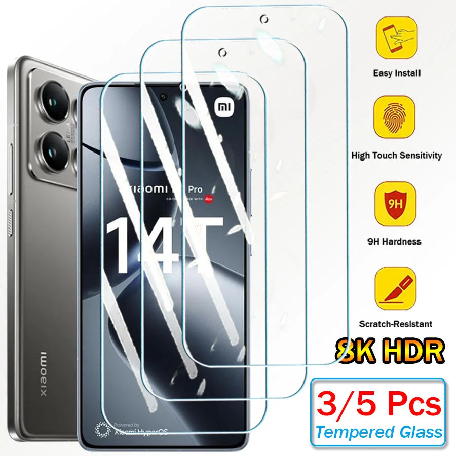3/5 pieces tempered glass screen protectors for Xiaomi Mi 14T 14T Mi14T Pro