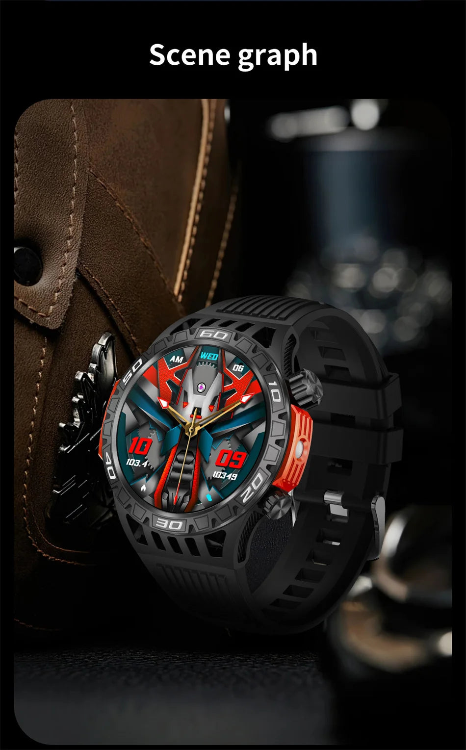 Montre intelligente étanche avec éclairage LED pour homme, boussole, tracker de fitness sportif, IP68, Bluetooth, conversation, Android, iOS