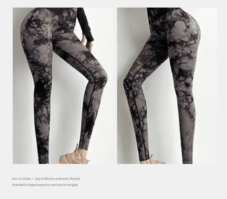 Femmes sans couture cravate colorant Yoga Leggings taille haute Fitness Sexy mode Leggings exercice course levage fesses cyclisme Leggings