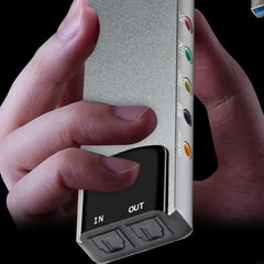 External USB sound card with microphone inputs, line inputs, and optional optical DIF output for professional-quality sound editing
