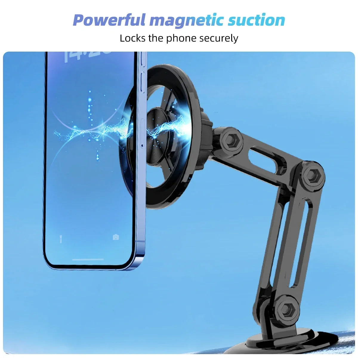 360 °   Support métallique rotatif, Support magnétique puissant pour téléphone de voiture, Support de téléphone pliable, Support magnétique pour évent, Support GPS pour téléphone