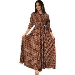 Mode femme nouvelle robe élégante Sexy tempérament impression numérique longue chemise robe dames élégant banlieue tenue décontractée