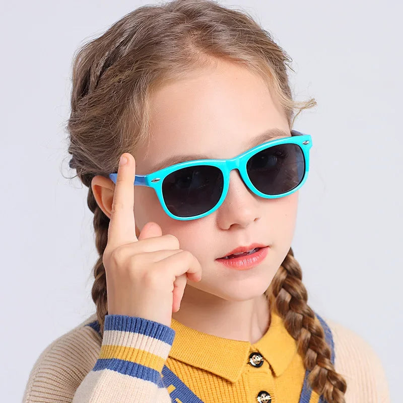 Lunettes de soleil à monture carrée pour garçons et filles, lunettes de soleil rétro pour enfants, protection UV extérieure, lunettes de soleil mignonnes
