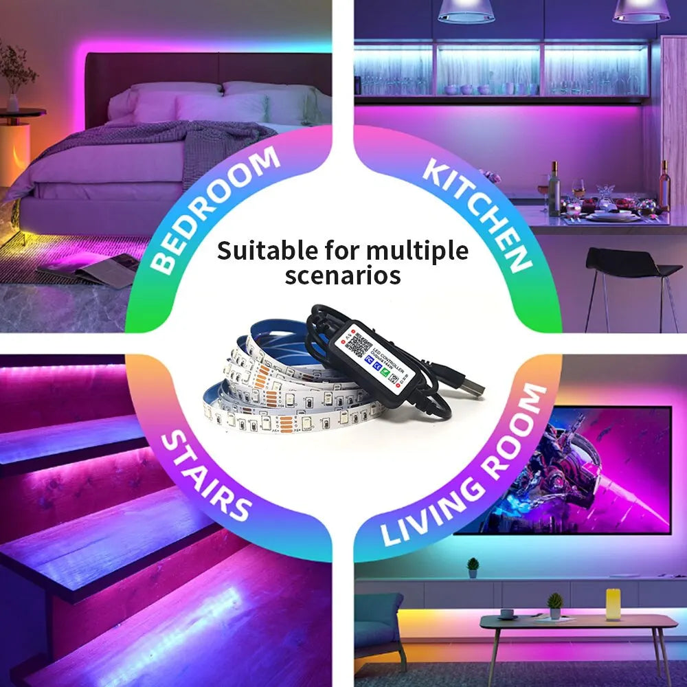 5M USB Led Bande Lumières RGB 2835 60 LED Bluetooth APP Contrôle Luces Led Flexible Diode Décoration Pour Salon Lampe Ruban