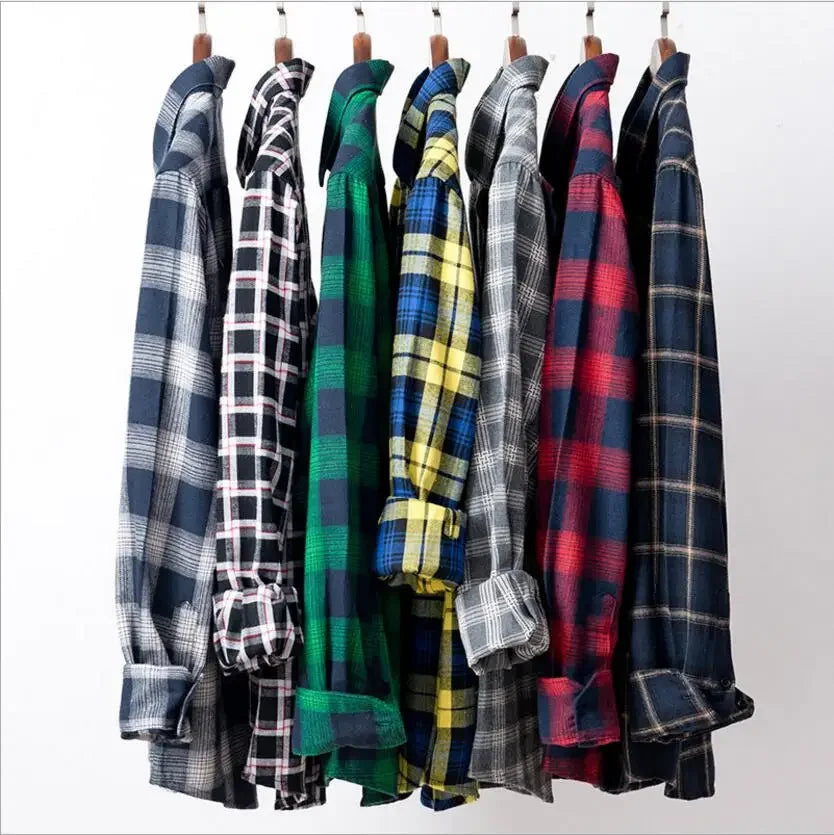 Chemise décontractée en coton à carreaux pour hommes, chemise habillée en glouton, manches longues, coupe couvertes, mode printemps et automne, 2025