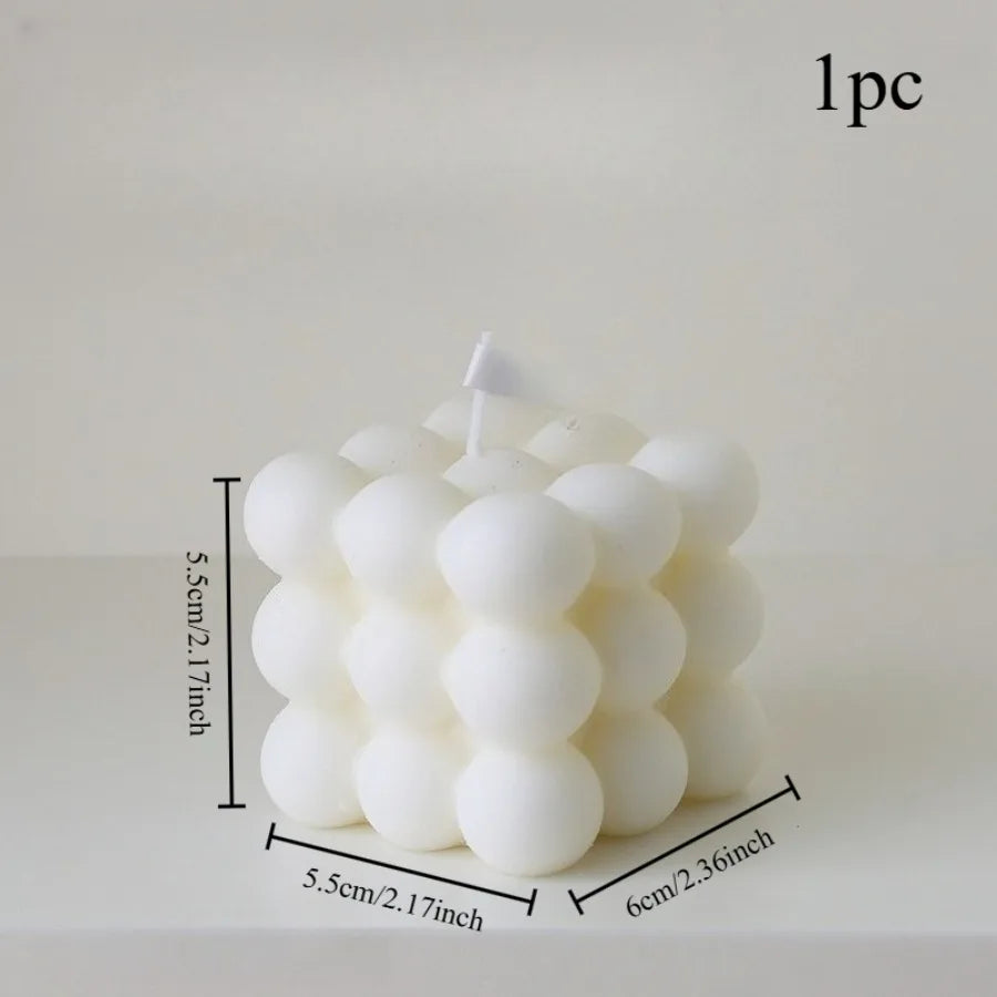 Bougie parfumée en forme de Cube à bulles, 1 pièce, faite à la main, pour aromathérapie, cire de soja, décoration de la maison, bougies pour fête d'anniversaire et de mariage