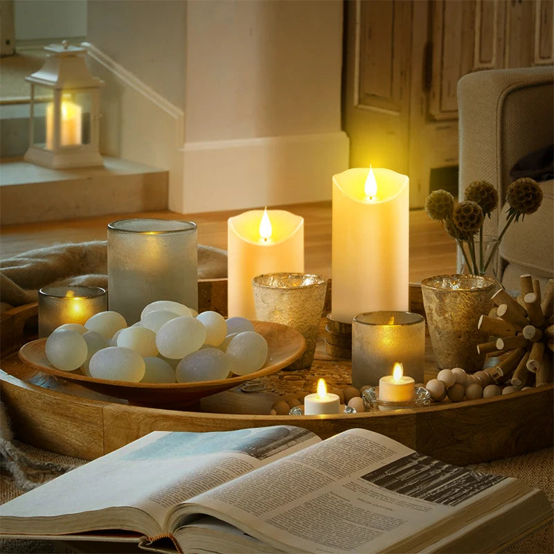 Bougies LED vacillantes sans flamme, fonctionne à piles, pour mariage, fête d'anniversaire, ambiance romantique, décoration de maison, lumière chaude, flamme 3D