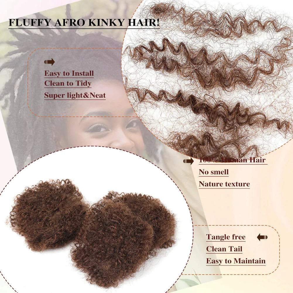 Extensions de cheveux afro crépus en vrac, 100% cheveux humains, tresses sales reggae, cheveux brésiliens naturels au crochet, dreadlocks, 4 #