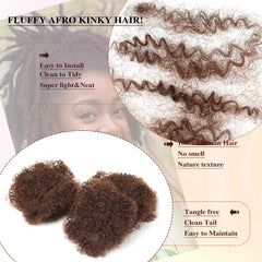 Extensions de cheveux afro crépus en vrac, 100% cheveux humains, tresses sales reggae, cheveux brésiliens naturels au crochet, dreadlocks, 4 #