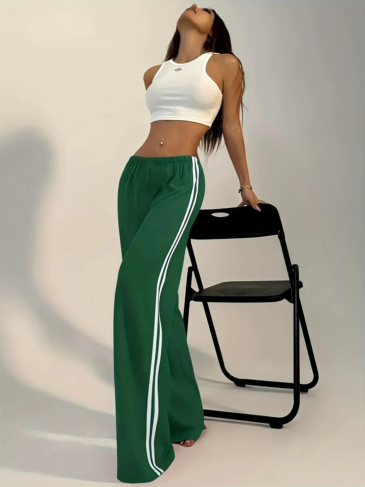 Women's casual long pants, fashionable versatile pants, spring and autumn style, solid color pants for girls