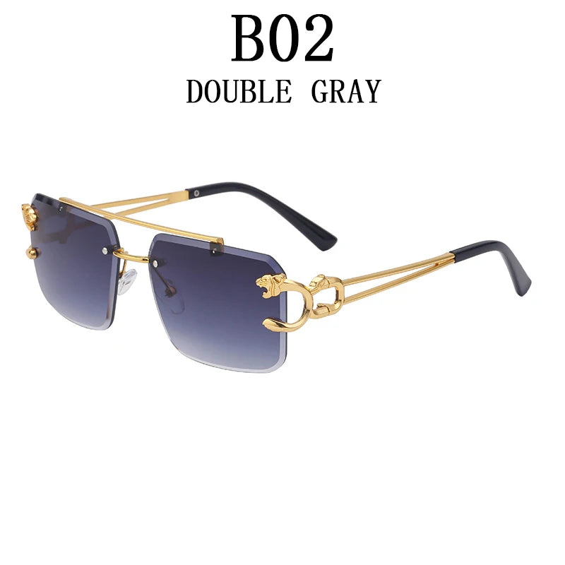 Frameless square wooden sunglasses for men and women, vintage, fashionable, luxury, retro, 2023