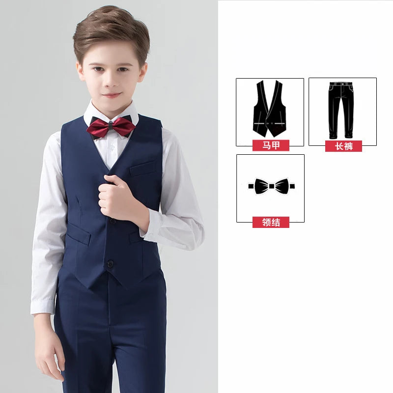 Children's Wedding Show Suit, Formal Suit, Blazer, Jacket, Pants, Bow Tie, 3 Pieces