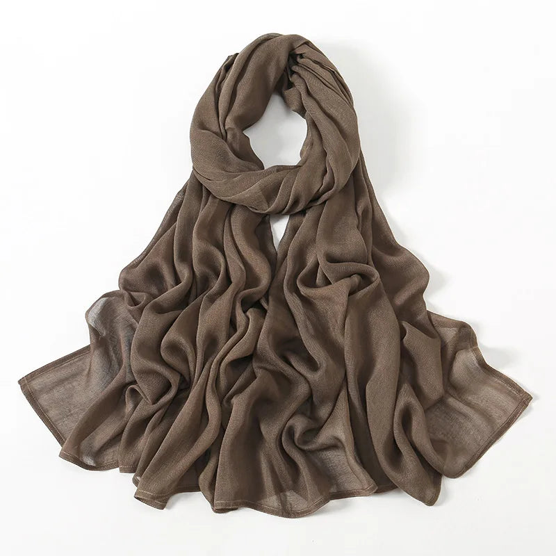 Ramadan Solid Color Plus Size Cotton Rayon Hijab Scarf Women's Muslim Headscarf Wraps Shawls Muslim Women's Headband Islamic Turban