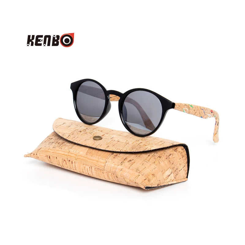 Kenbo haute qualité ronde bois bambou Grain lunettes de soleil polarisées avec étui mode femmes homme nuances lunettes de soleil en bois