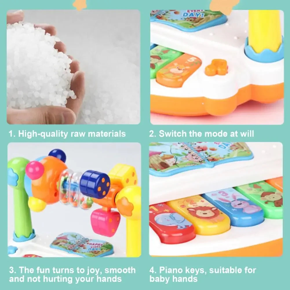 Jouets de piano pour bébé, clavier musical rotatif avec son léger, jouets musicaux pour les tout-petits, jouet musical pour le début du dos