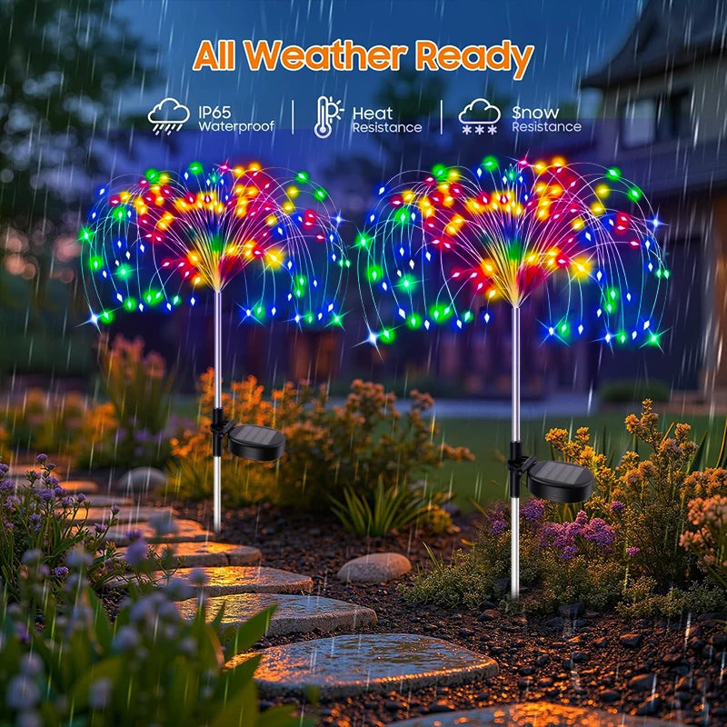Le Patio solaire extérieur 420LED allume les lumières imperméables de paysage de fleur de feu d'artifice pour la voie de pelouse de cour