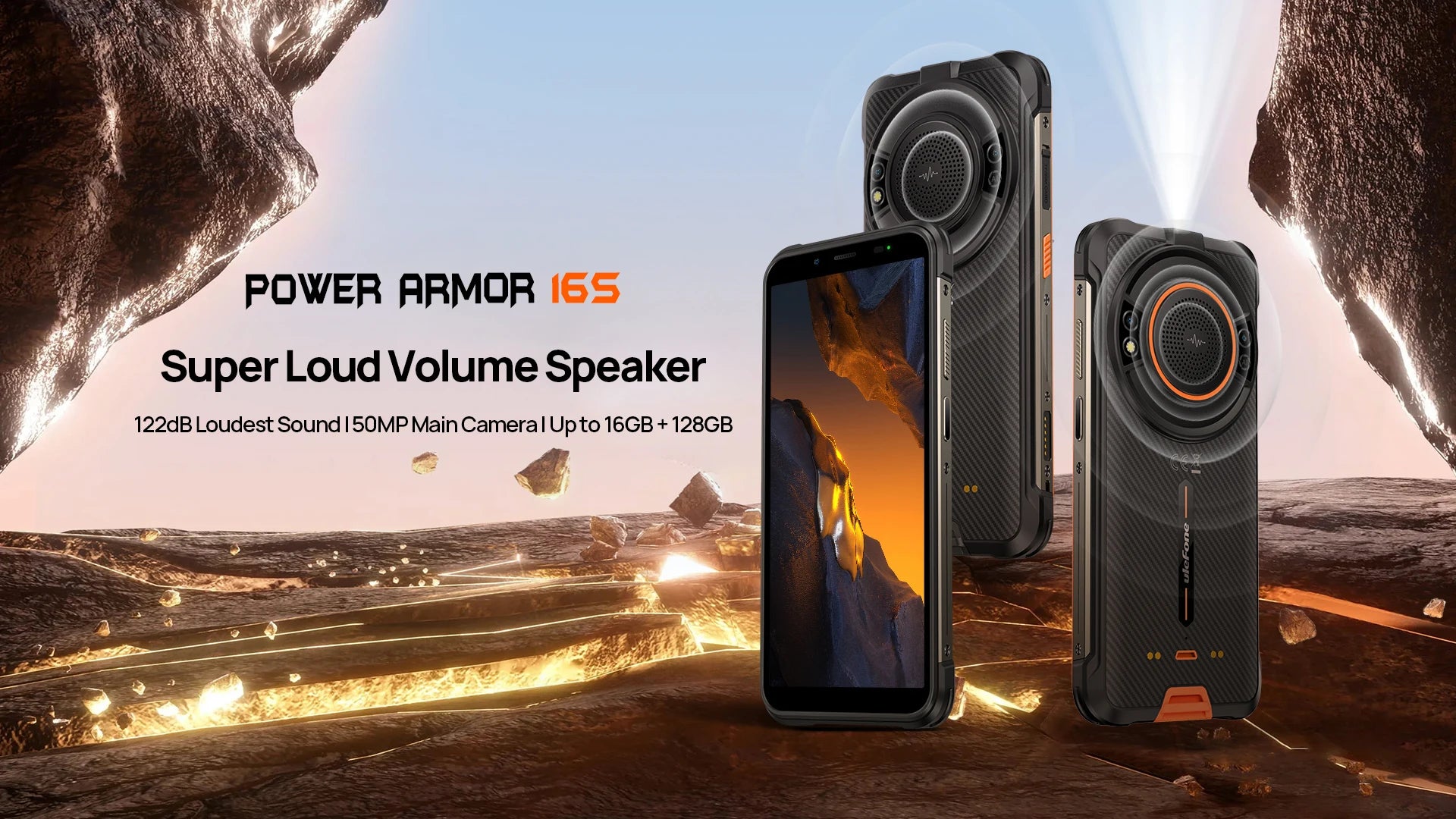 Ulefone-Smartphone Power Armor 16S, téléphone robuste et étanche, NDavid, 16 Go + 128 Go, appareil photo 50MP, 9600mAh, Android 13, Global