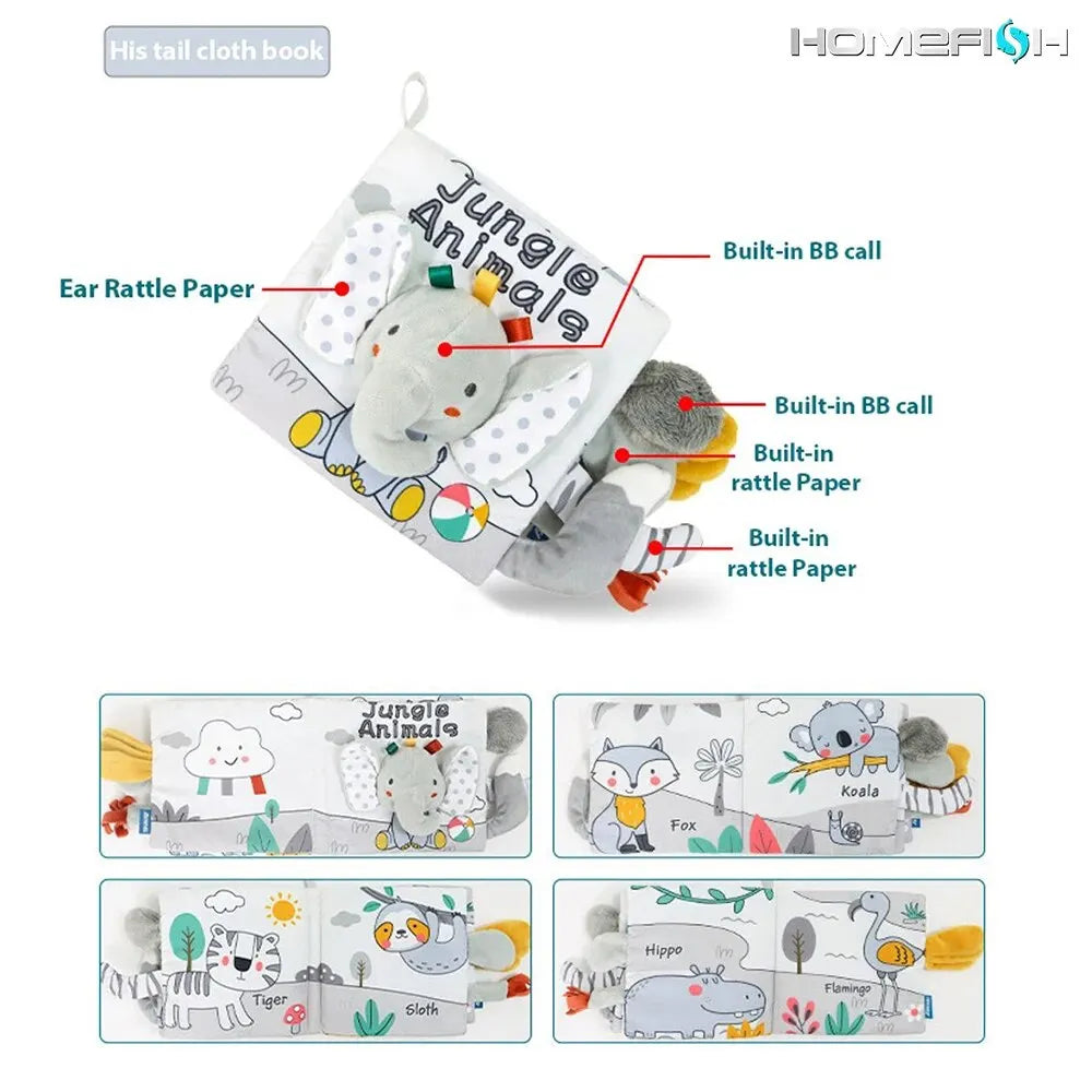 Poussette d'apprentissage mentaires oriel Montessori pour bébés et tout-petits, jouets de nettoyage doux, drapeau tactile 3D, livre de gril pour les abonnés élevés, cadeaux pour nourrissons et tout-petits