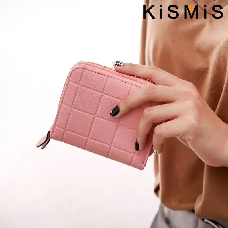 Portefeuille en cuir rose pour femme, porte-monnaie Kawaii mignon, sac à main de créateur de luxe pour femme, petit porte-monnaie