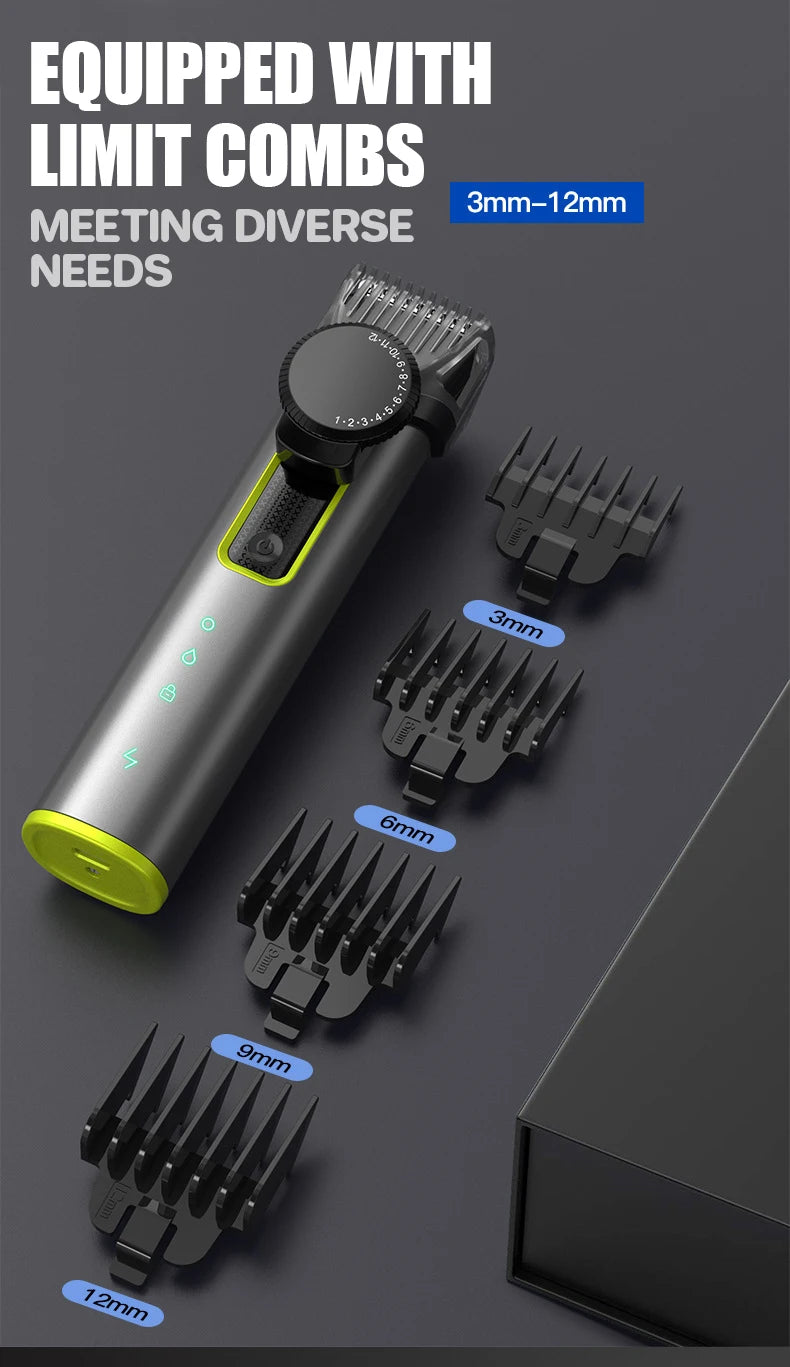 Tondeuse à barbe électrique sans fil pour hommes, tondeuse à cheveux réglable, kit de barbiers professionnels étanches, tondeuses à moustache pour hommes