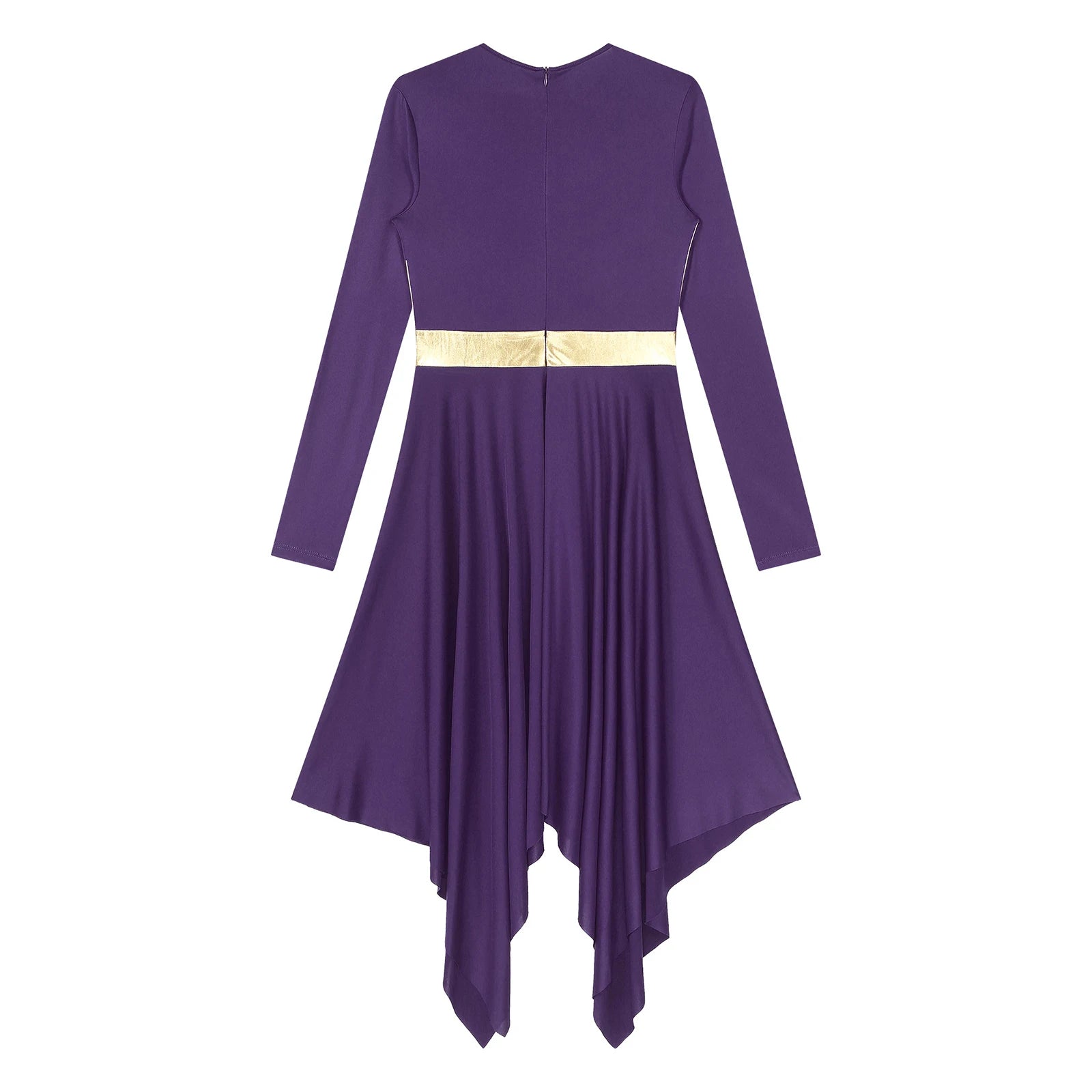 Robe de danse lyrique à manches longues pour femmes, robe à ourlet irrégulier, costume de spectacle liturgique, vêtements de danse modernes, culte de la chorale d'église