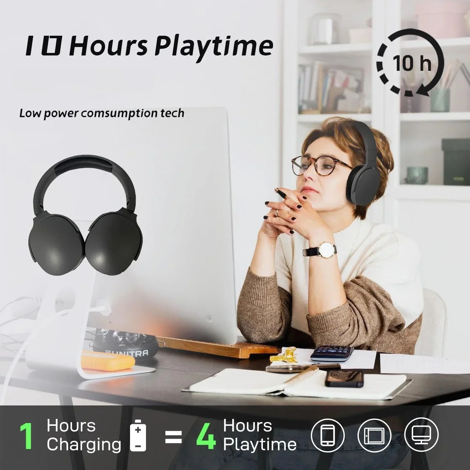 Casque sans fil Bluetooth casque sur l'oreille Hifi stéréo véritable sport écouteurs TF AUX lecteur de musique avec micro HD