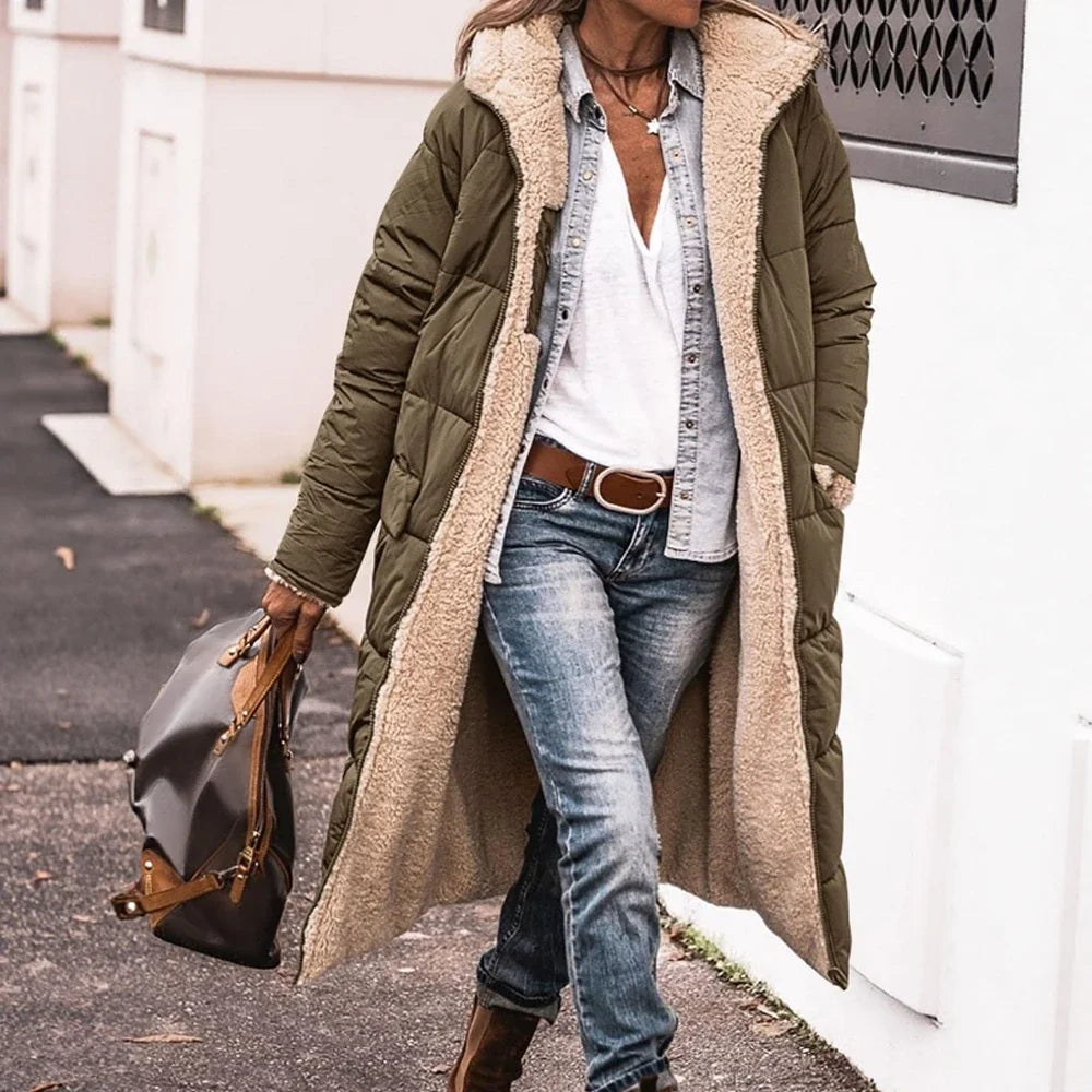 Vêtements d'extérieur d'hiver pour femmes, manteau à capuche, coupe régulière, solide, rétro, Vintage, vêtements décontractés, grande taille, Mia Muse, 2025