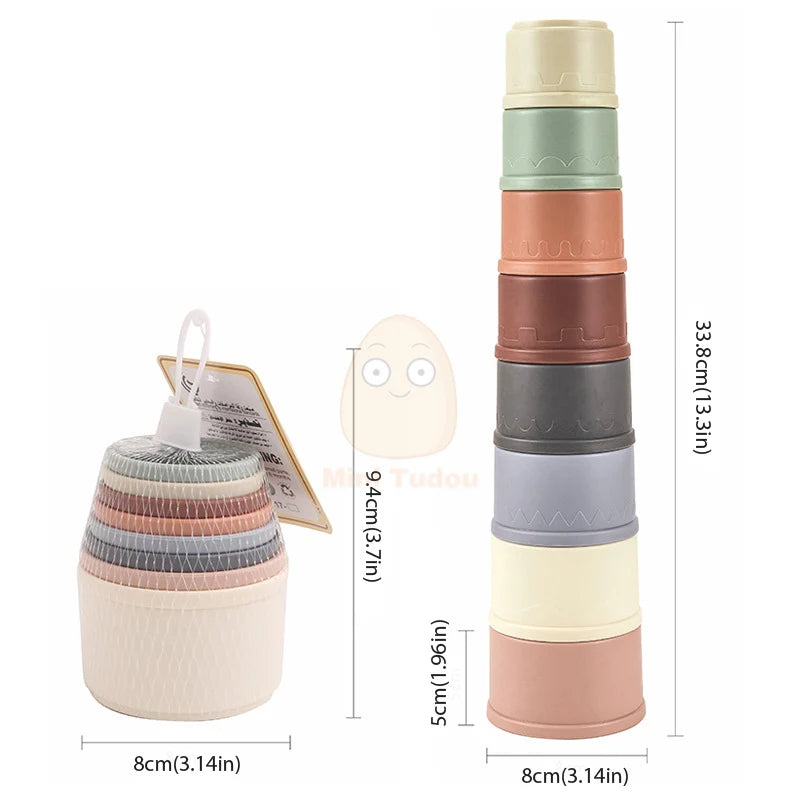 Jouets pour bébé, tasse empilable, dessin animé, apprentissage éducatif précoce, couleur, nidification, tri, bain-douche, jeu d'eau et de sable pour enfants