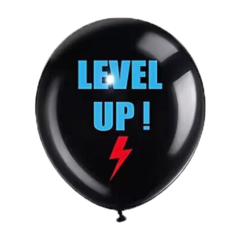 Video game themed latex balloons, level balloon for gamers, blue game controller, birthday party, children's party favors, Happy Boys