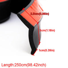 Universal rubber car front bumper lip, 2.5m/98.43 inches, black bumper lip strip, car side skirt, direct stitching