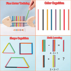 Jouets sensoriels Montessori assortis aux couleurs, bâton d'équilibre en bois, jeu d'entraînement fin, jouet Puzzle pour garçons et filles, cadeau d'anniversaire et de noël