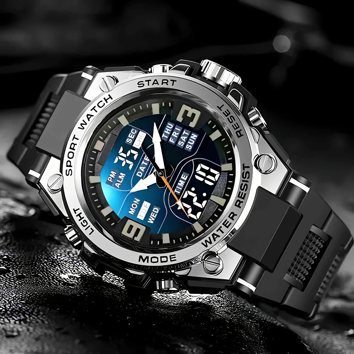 [Montre chronographe numérique pour hommes] montre chronographe multi-sport montre à quartz numérique pour hommes avec alarme Date lumineuse le Gi idéal