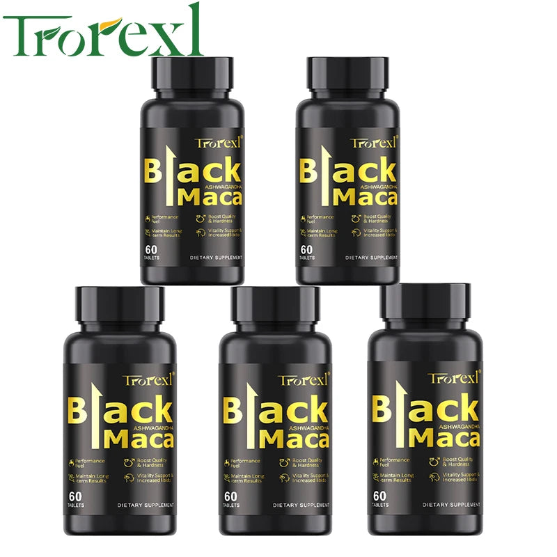 Pilules de Maca noires biologiques, 60 comprimés pour hommes, supplément améliorant, améliore la taille, l'endurance, favorise l'énergie saine